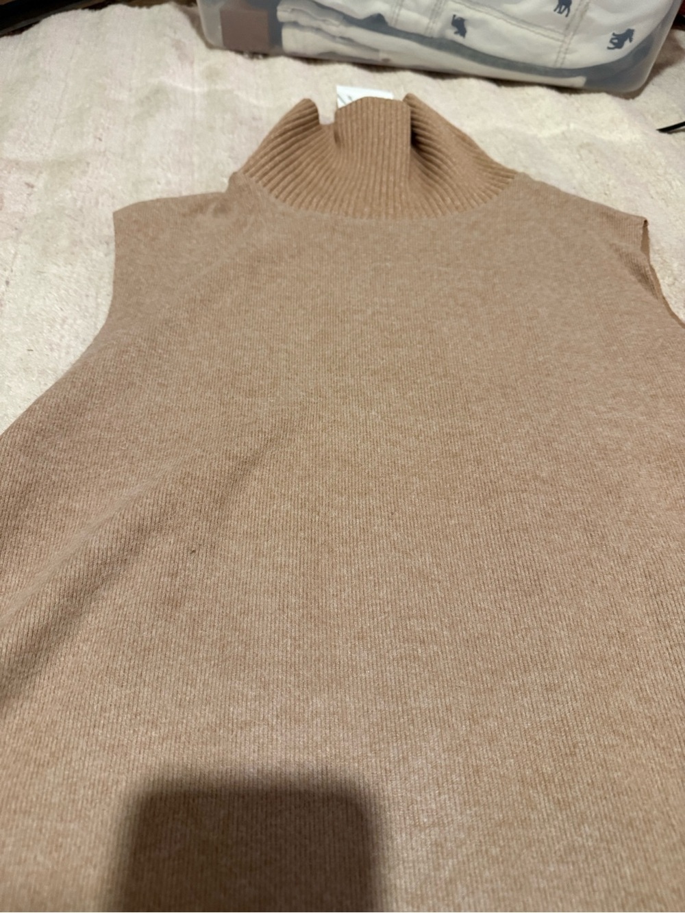 Zara Sleeveless Turtleneck Sweater in Camel